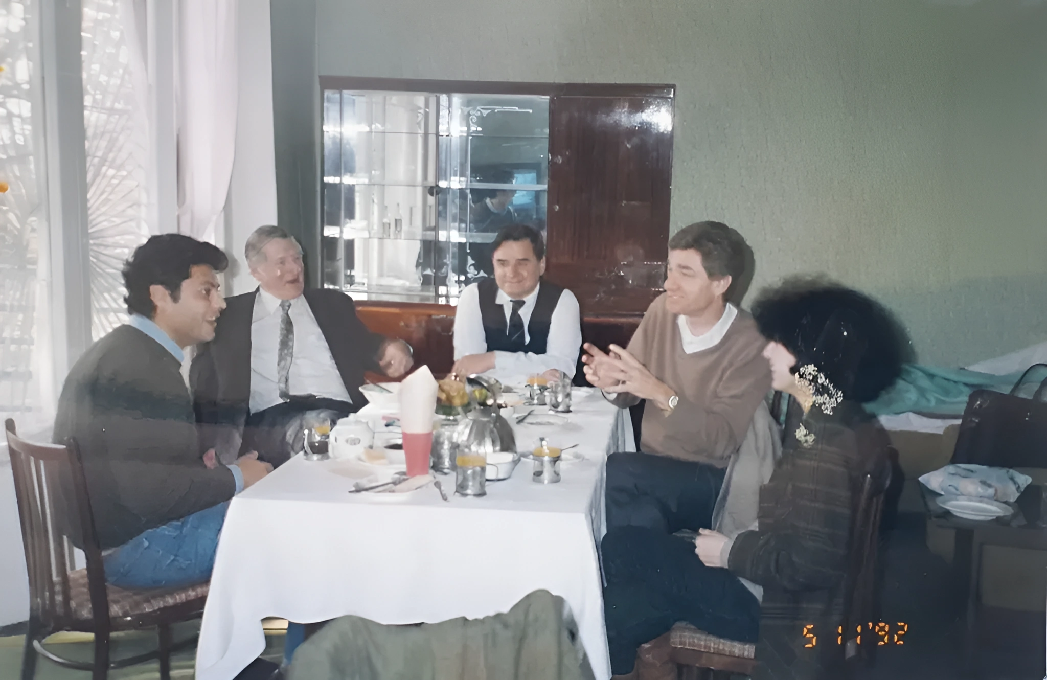 From left to right: Alvaro Pinto Scholtbach, Lord David Ennals, Linnart Mäll, Michael van Walt, Liana Kvarchelia. Abkhazia 1992.